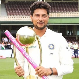 Kuldeep Yadav with Trophy
