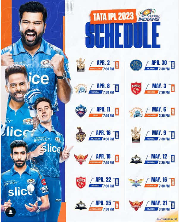 Mumbai Indians IPL Schedule 2023