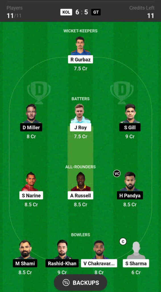 today dream11 team captain and vice captain 
